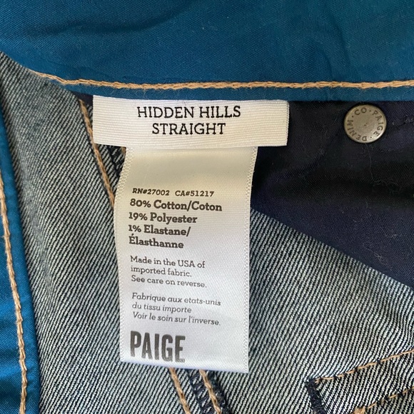 Paige Hidden Hills Straight Leg Jeans in size 27. Dark Wash. - Picture 6 of 6
